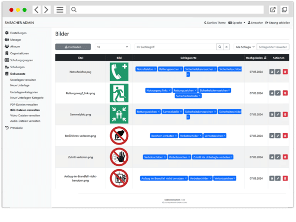 Smeacher Funktionen: Archiv für Bilder, Videos, Audios und PDF-Dateien